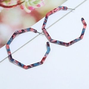 ❤ 4/$15❤ Pink Blue Acrylic Hexagon Hoops